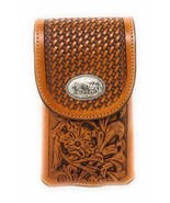 Texas West Western Cowboy Tooled Floral Leather Praying Cowboy Concho Be... - £17.12 GBP