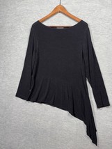 Chicos Travelers Womens Shirt 2 / Large Black Asymmetrical Stretchy Comfort - $275.58 MXN