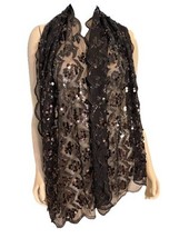 Joan Rivers Black Sequined Scarf 22&quot; W x 72&quot;L - $442.51 MXN