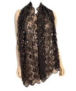 Joan Rivers Black Sequined Scarf 22&quot; W x 72&quot;L - $443.79 MXN