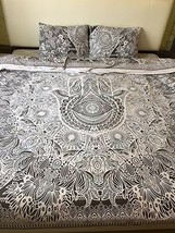 Traditional Jaipur Hand of Fatima Duvet Cover Queen Size, Hamsa Hand Cotton Thro - £47.14 GBP