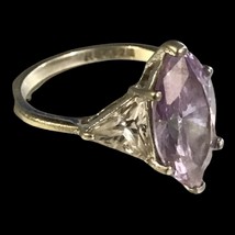 Rsc Signed Sterling Silver 925 Ring Sz 6 Purple &amp; White Stone - £19.65 GBP