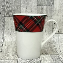 Mikasa Tartan Red Christmas coffee mug plaid pattern bone china NEW hard... - $12.00