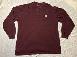 Carhartt Men’s Quarter Button Up Long Sleeve Shirt Burgundy Red 2XL - £15.56 GBP