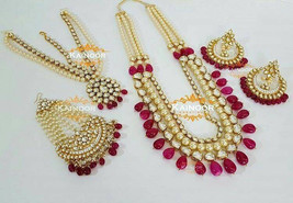 VeroniQ Trends-Designer Bridal  Multilayer Pearls Kundan Necklace Set With Matha - £217.92 GBP