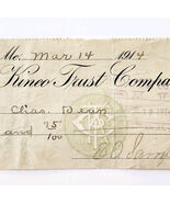 1914 Kineo Trust Company Bank Check E.A. Sampson Dover Maine Signed 6198... - $28.01 CAD