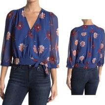 MADEWELL Effie Blue Floral Wrap Blouse Size Medium - $28.71