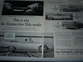 Vintage Chrysler Torsion Aire Ride Double Page Print Magazine Advertisement 1960 - $6.99