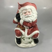 Fitz &amp; Floyd Santa Claus Old World Holly Gift Sack Pitcher 2 Qt Vintage 1988 - £37.99 GBP