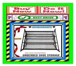 ? Under Bed ➕? SHOE STORAGE Metal SHOE ORGANIZER Space Save RACK ?BUY NO... - $49.99