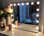 Hollywood Lighted Makeup Mirror, White, Tabletop Or Wall-Mounted, Slim M... - $129.94