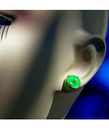 Earth mined Green Jade Antique Deco Earrings Elegant Victorian Studs 18k... - £3,094.60 GBP