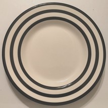 BLACK Strip Accent Circle Round Contemporary Ceramic White Dinner Plate 11&quot; - $11.48