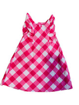 Crown &amp; Ivy Girls Dress Pink Spring/Summer Checkered Ruffle Cap Shirt Sleeves￼ - £8.25 GBP