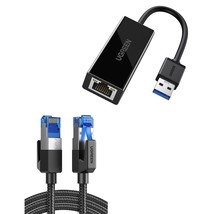 UGREEN Cat 8 Ethernet Cable 40Gbps Bundle with UGREEN USB 3.0 Ethernet A... - $40.99