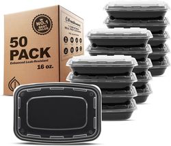Durable 50 Pack Stackable Meal Prep Containers - 16 oz, BPA Free &amp; Freez... - $40.54