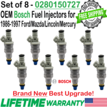 x8 Bosch New Oem Best Upgrade Fuel Injectors For 1986-1997 MERCURY/FORD/LINCOLN - £355.02 GBP