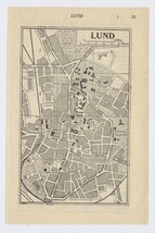 1952 Vintage City Map Of Lund / Sweden - £13.71 GBP