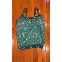 Lands End floral pattern swim top sz 10 DD Blue white turquoise - $193.90 MXN