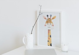 Digital File Cute Giraffe Watercolor Nursery Wall Art Download Kids Room - $1.50