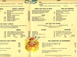 Hotel Bamer Restaurant Breakfast Menu Mexico City Mexico Hangover Cures 1950&#39;s - £38.98 GBP
