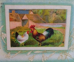 Easter Postcard Country Farm Rooster Embossed Lilies Vintage Antique B.P.C 235 - £6.33 GBP