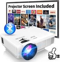 2023 Upgraded Mini Projector With Bluetooth And Projector Screen,, Smart... - £102.21 GBP