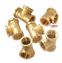 6pcs 1/2 BSPP Female Thread 3 Way Equal Tee Coupling Brass Pipe Fitting ... - $23.64