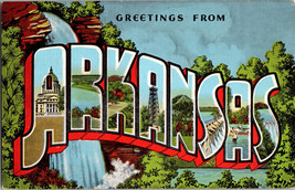Greetings from Arkansas  Big Letters Vintage Linen  Postcard   (C5) - £6.14 GBP