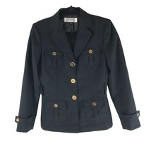 Tahari Arthur S Levine Womens Jacket Wool Blend Button Front Military Bl... - £18.96 GBP