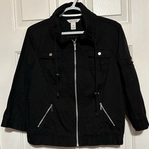 White House Black Market Women&#39;s Black Front Zip Jacket Size 10 - $42.08