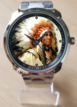 Red Indian Native Americans Tribe Painting Art  Unique Wrist Watch Sporty - £27.97 GBP