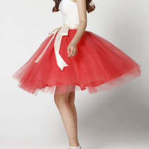 Peach Ballerina Tulle Skirt 6 Layered Midi Party Tulle Skirt image 7