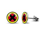 X-MEN EARRINGS 10mm Round Stud Stainless Steel Post X Men Comics Superhe... - £7.13 GBP