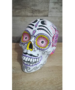 Painted Human Skull Dia De Muertos Day Of The Dead Ceramic Mexican Sugar Skull - $170.00