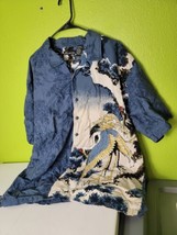 Vintage Crane Button Up Shirt 2XL Japanese All Over AOP Collared VTG Graphic 2X - $78.40