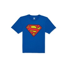 DC Comics Superman Shirt Boys Youth Blue Red Logo Crest Shirt Size X-Large 14-16 - £4.66 GBP