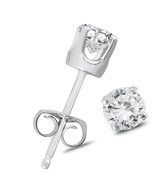 Round Solitaire Diamond Stud Earrings in .925 - £284.10 GBP