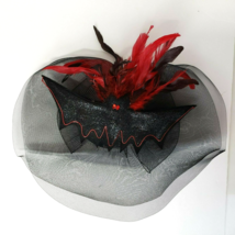 Department 56 Halloween Jeweled Black &amp; Red Bat Fascinator Party Hat NWT - £22.65 GBP