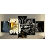 Multi Panel Print Eagle Rider Canvas Wall Art Patriot Motorcycle Hog Man 5 Piece - $27.82 - $256.89