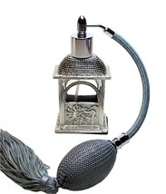 Antique Perfume Bottle With Silver Gray Bulb And Tassel Spray Mounting. - $48.95