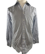 Tommy Hilfiger Men&#39;s Shirt Blue Stripe Long Sleeve Sz 15.5 32-33 - £21.51 GBP