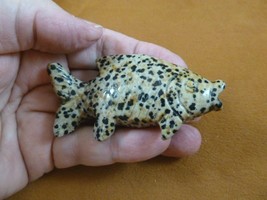 (Y-FIS-TR-706) spotted tropical FISH gemstone carving stone fishes aquarium - $17.53