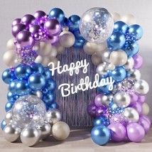 136Pcs Blue and Purple Balloons Arch Garland Kit 18 12 5 Inch Metallic B... - £21.79 GBP