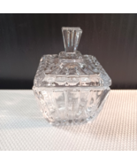 Beautiful Vintage Square Clear Glass Footed Candy Dish with Lid 4.25&quot; x ... - $10.92 CAD