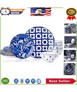 Microwave-Safe Floral Ceramic Dinnerware Set for 4 - Easy Clean Plates a... - $1,846.13 MXN
