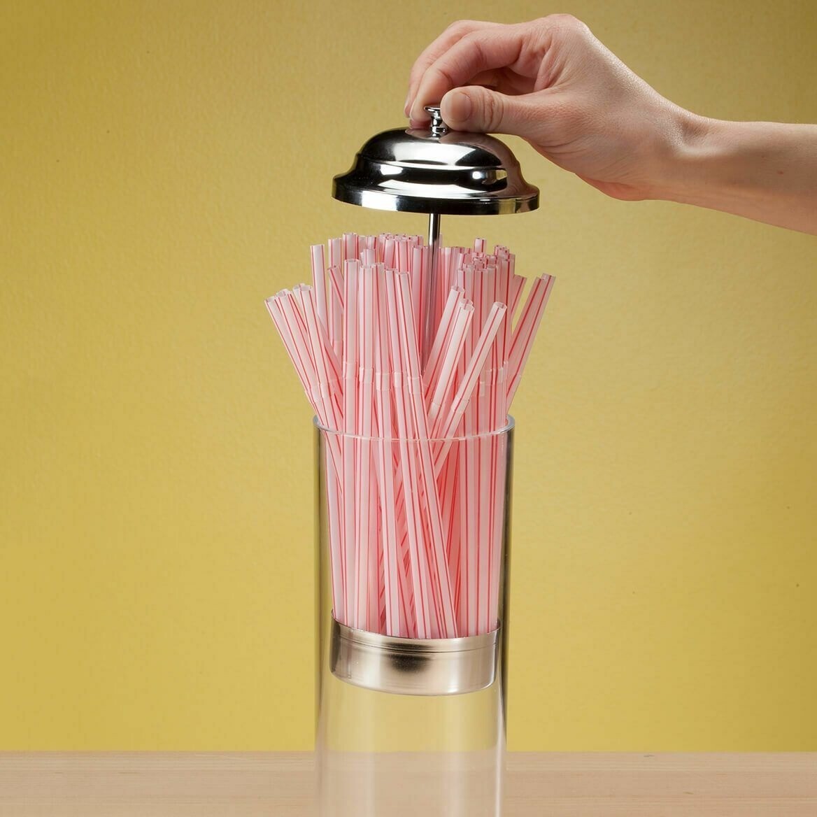 Soda Shop Straw Retro Glass Dispenser Silver Metal Chrome Pull-Up Tray NEW Item image 3