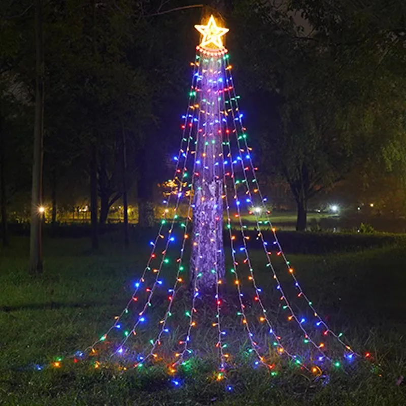 Outdoor Christmas Decorations Waterfall Lights 344 LED 8 Modes Tree Light Gift f - £108.34 GBP