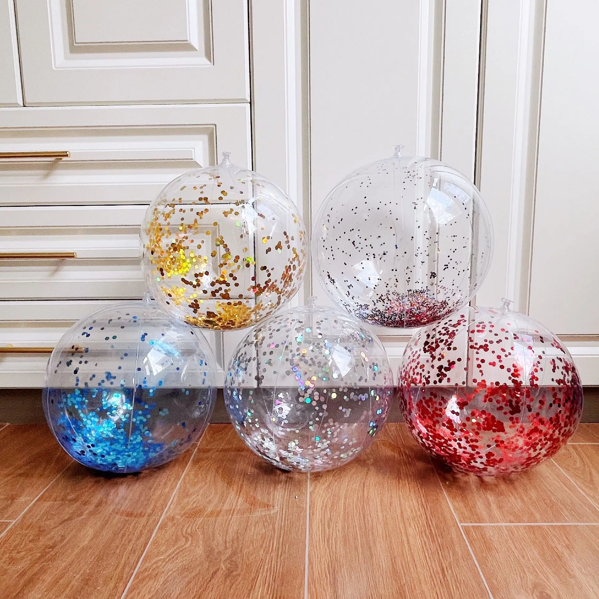 Beach Ball Pool Toys Confetti Glitters Inflatable Clear Swimming Pool Water Toy - £12.34 GBP+