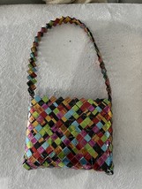Candy Wrapper Purse Tote Handbag Colorful Multi Color Recycle Wrappers 1... - $36.58